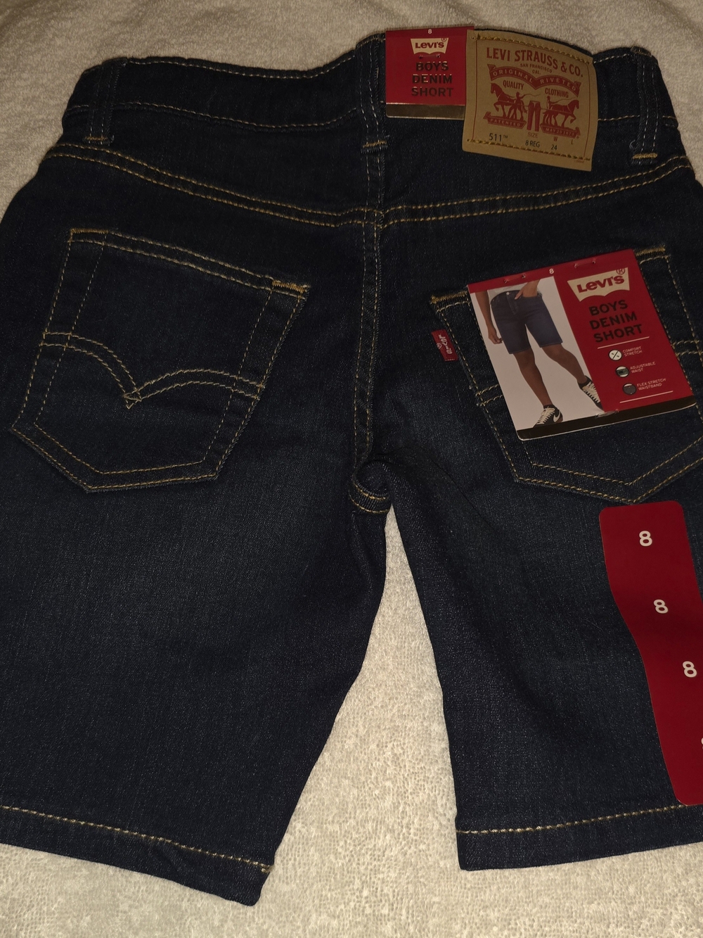 Levi's Boys Dark Blue Denim Shorts - Classic Cut - Size 8